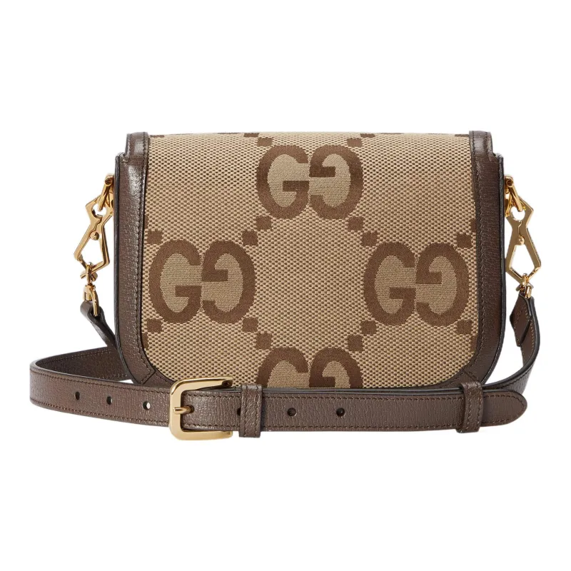 GUCCI Unisex Horsebit 1955 Jumbo GG Mini Crossbody Bag Brown-3