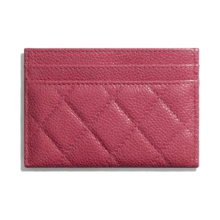 CHANEL Cow Leather Card Holder Card Holder Women's Dark Pink-3