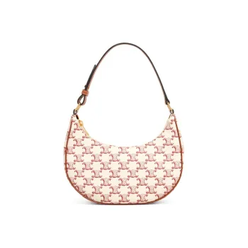 CELINE AVA Leather Shoulder Bag Women's Pink