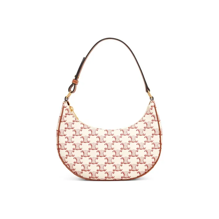 CELINE AVA Leather Shoulder Bag Women's Pink-0