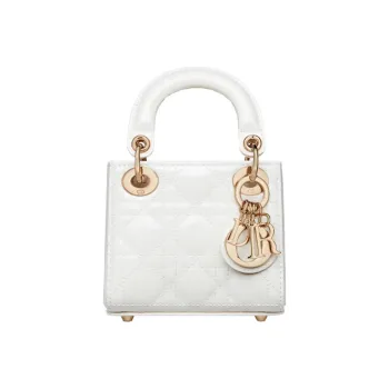 DIOR Lady Dior Patent Leather Cowhide Daisie Bag Handbags Shoulder Bag Crossbody Bag Extra Mini Women's Milk White
