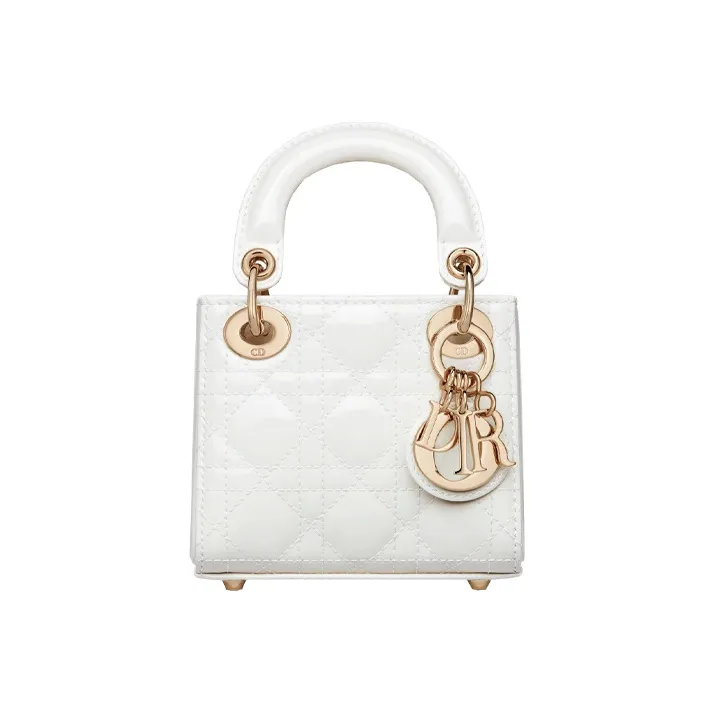 DIOR Lady Dior Patent Leather Cowhide Daisie Bag Handbags Shoulder Bag Crossbody Bag Extra Mini Women's Milk White-0