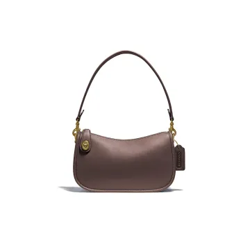 COACH Swinger Leather Crossbody Bag Shoulder Bag Mahjong Pochette Women's Brown Maple Leaf