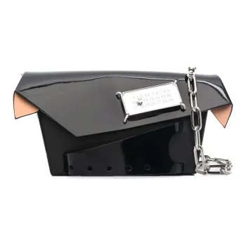 Maison Margiela Snatched Patent Leather Clutch, Shoulder Bag, Crossbody Bag Trumpets Women's Black
