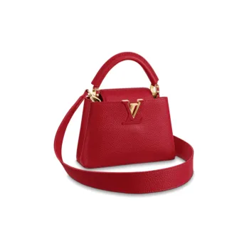 LOUIS VUITTON Taurillon Leather Handbag, Shoulder Bag, Crossbody Bag Mini Women's Candy/Bright Red