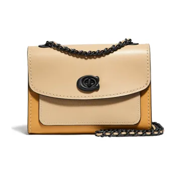 COACH Parker Calfskin Shoulder Bag, Crossbody Bag Mini Women's Yellow & Multicolor