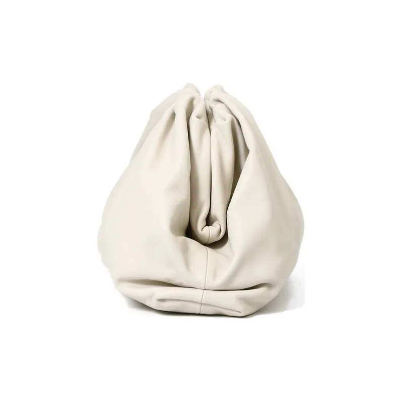 Bottega Veneta Cow Leather Clutch Large Size Women's White-3