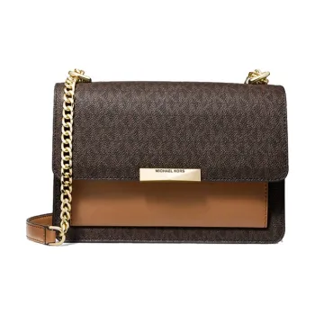 MICHAEL KORS Jade Cow Leather Shoulder Bag, Crossbody Bag Large Size Women's Acorn Brown