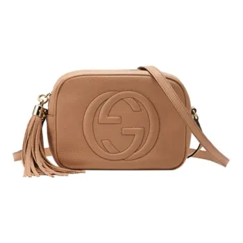 GUCCI Soho Leather Camera Bag Shoulder Bag Crossbody Bag Small Size Women's Light Brown
