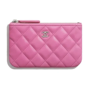 CHANEL Small Grain Embossed Calfskin Pouch Clutch Coin Purse Mini Women's Pink