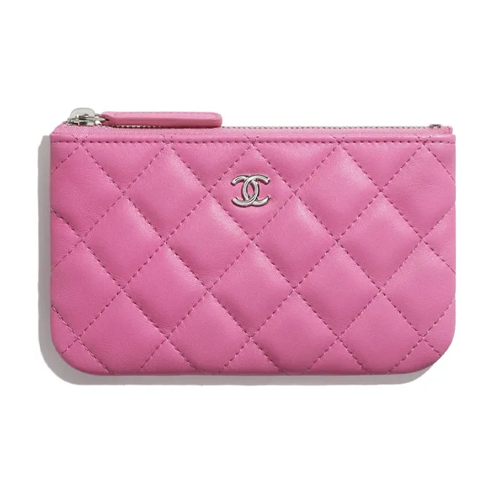 CHANEL Small Grain Embossed Calfskin Pouch Clutch Coin Purse Mini Women's Pink-0