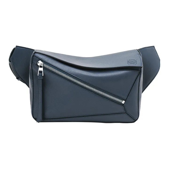 LOEWE Puzzle Classic Cow Leather Shoulder Bag Crossbody Bag Fanny Pack Small Size Men's Ocean-0
