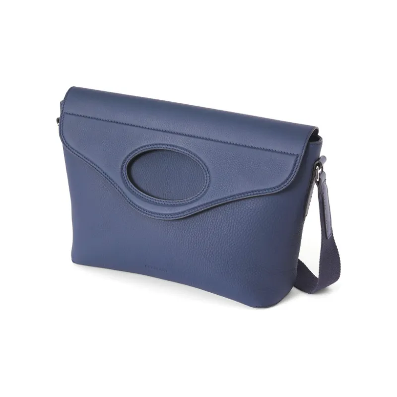 Burberry Grain Texture Leather Messenger Bag Shoulder Bag Men's Dark Blue-2