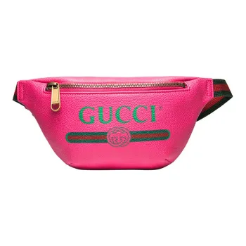 GUCCI Leather Sling Bag Fanny Pack Small Size Unisex Rose Red