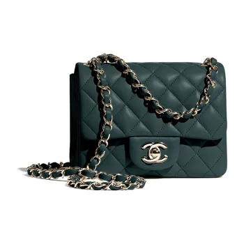 CHANEL Lambskin Shoulder Bag Women's Dark Green