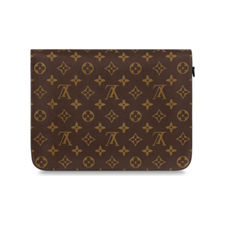 LOUIS VUITTON Coated Canvas Leather Handbag Clutch Regular Unisex Brown-1