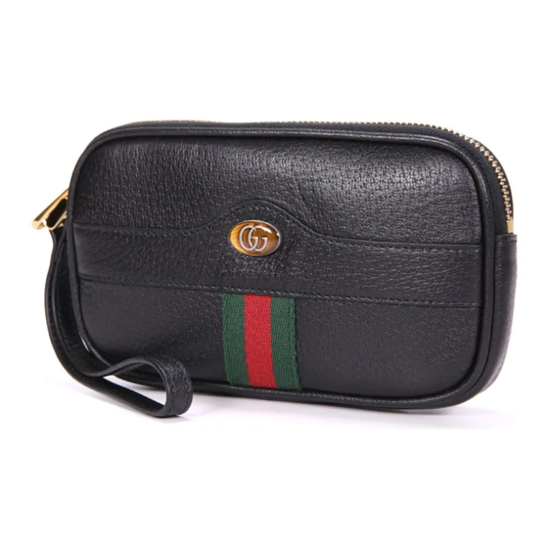 GUCCI Leather Wristband Clutch Mini Women's Black-2