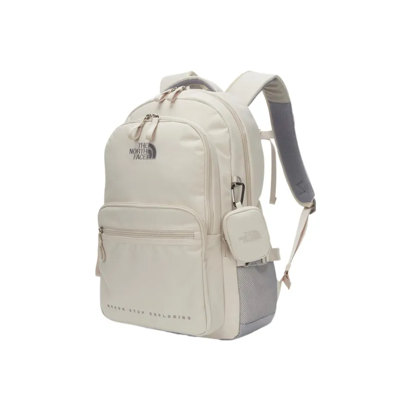 THE NORTH FACE Polyester Backpack Double-Shoulder Backpack With Zero Purse Unisex Ecru-2