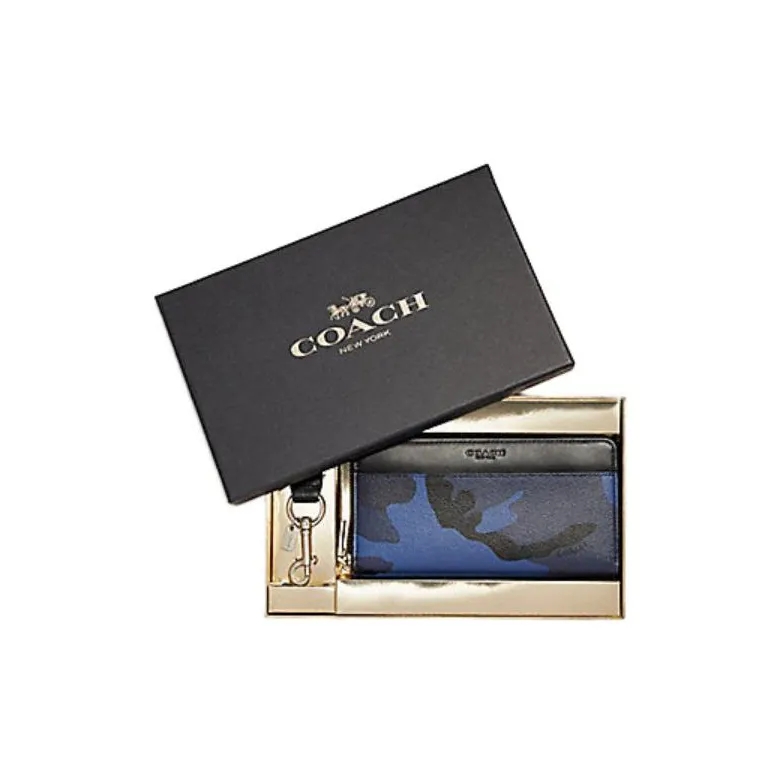 COACH Boxed Leather Gift Box Set Men's Blue-0