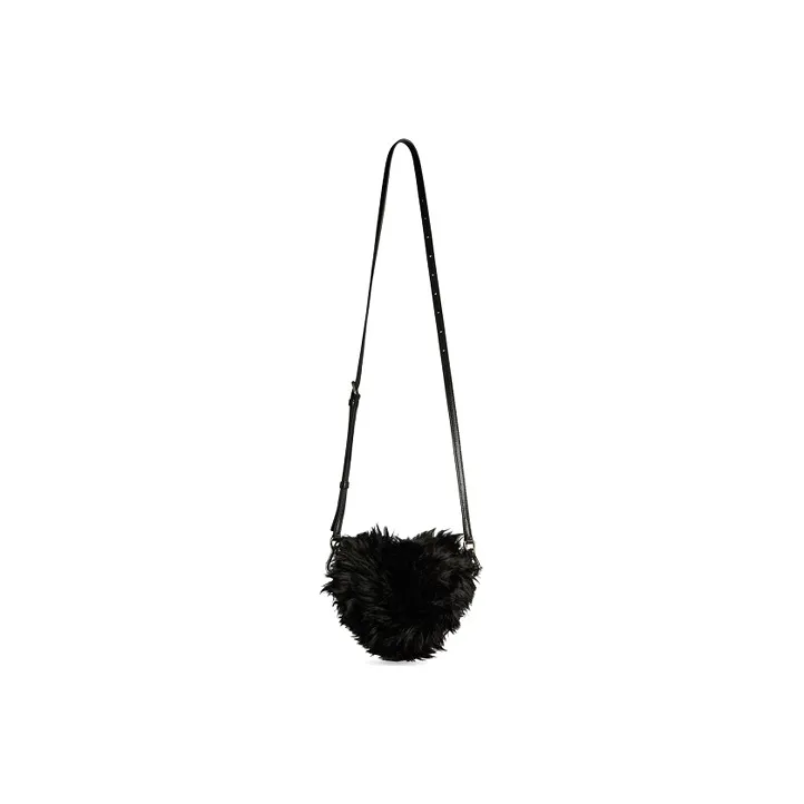 Balenciaga Faux Fur Heart-Shaped Bag Clutch Women's Black-3