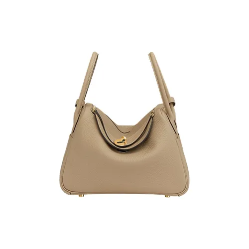 HERMES Lindy Cow Leather Shoulder Bag Women's Beige Trench Coats