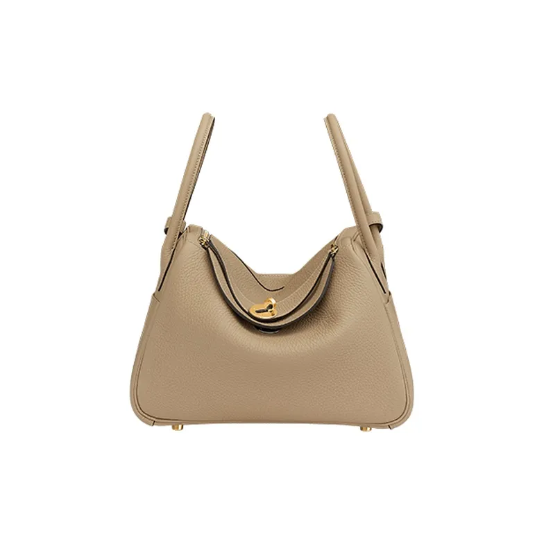HERMES Lindy Cow Leather Shoulder Bag Women's Beige Trench Coats-0