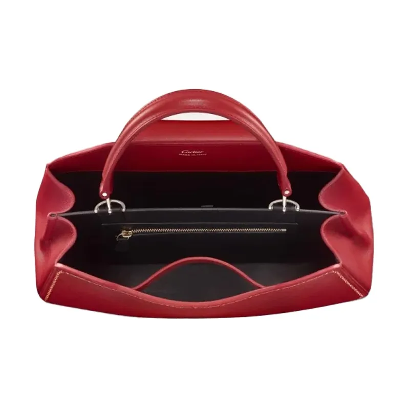 CARTIER GUIRLANDE Calfskin Handbag Shoulder Bag Crossbody Bag Small Size Women's Red-3
