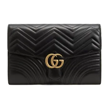 GUCCI GG Marmont Quilting Leather Clutch Regular Women's Black