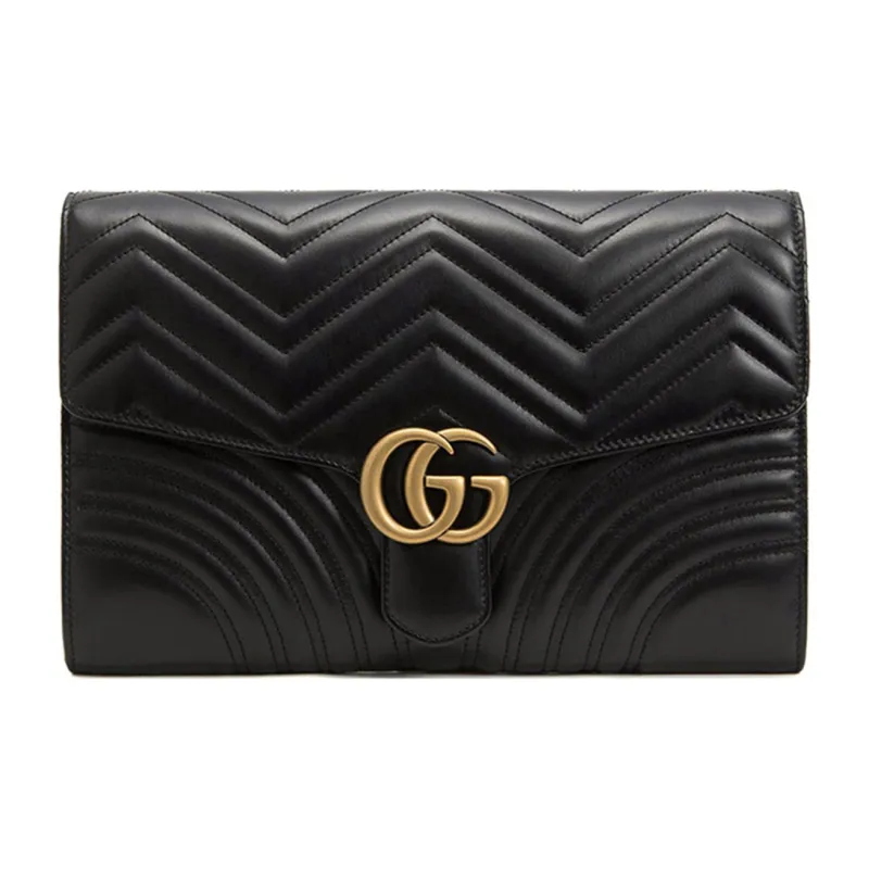 GUCCI GG Marmont Quilting Leather Clutch Regular Women's Black-0