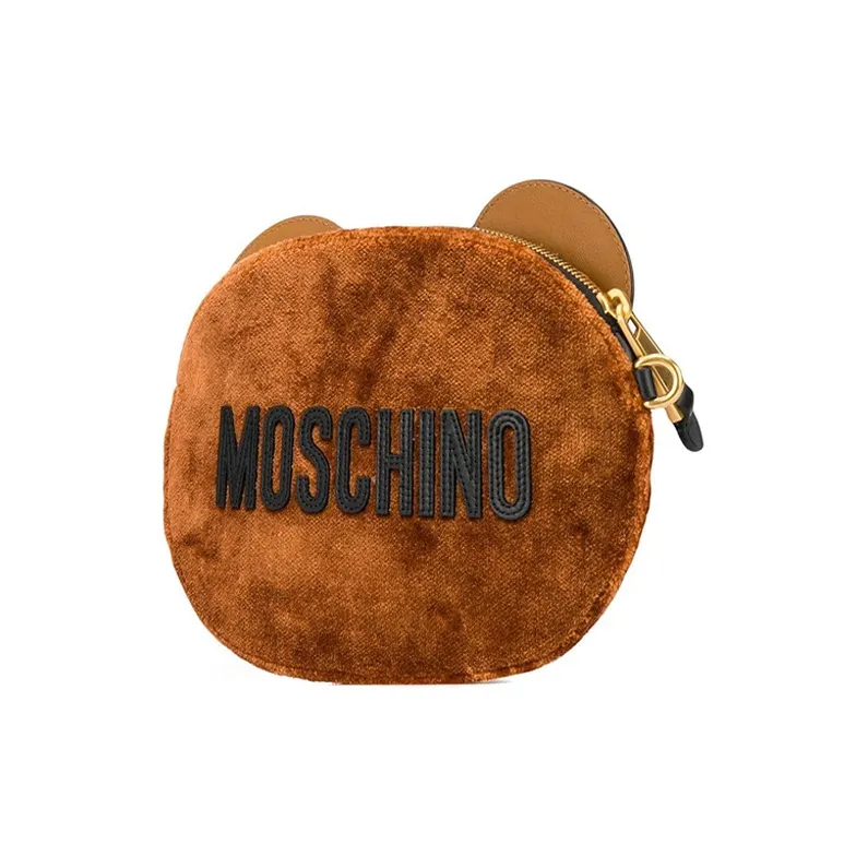MOSCHINO PU Polyurethane Clutch Coin Purse Medium Size Women's Brown-1