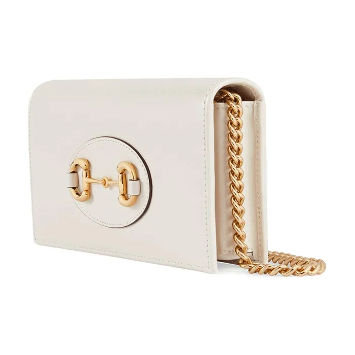 GUCCI Horsebit 1955 Leather WOC Mini Bag Shoulder Bag, Crossbody Bag Trumpets Women's White-1
