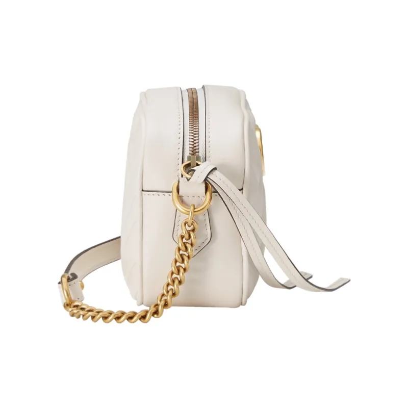 GUCCI GG Marmont Leather Camera Bag Shoulder Bag Crossbody Bag Mini Women's White-3