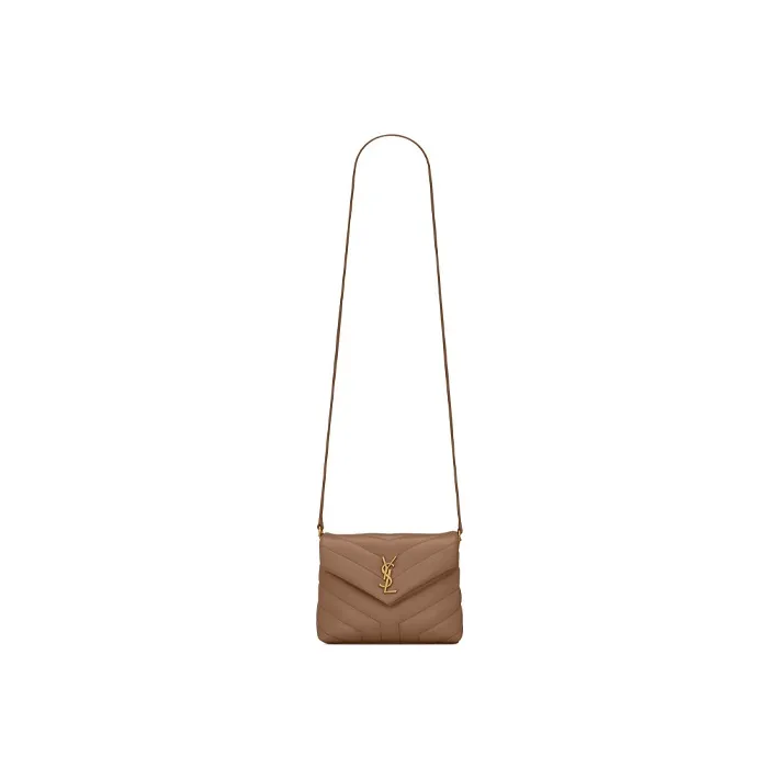 SAINT LAURENT Cow Leather Crossbody Bag Shoulder Bag Mini Women's Taupe-1