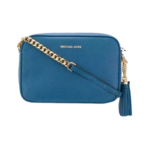 MICHAEL KORS Jet Set Cow Leather Camera Bag Shoulder Bag Crossbody Bag Medium Size Women's Blue