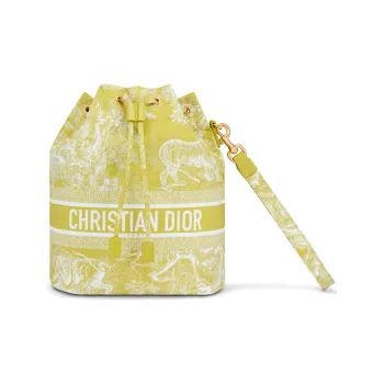 DIOR Technical Fabric Makeup Bag Toiletry Bag Travel Storage Bag Handbag Clutch Regular Women's Green Yellow