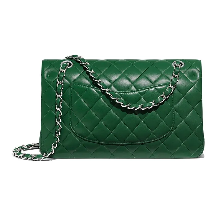 CHANEL Classic Flap CF Lambskin Flap Bag, Chain Bag, Crossbody Bag, Shoulder Bag Women's Green-1