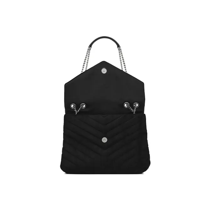 SAINT LAURENT Loulou Medium Suede Shoulder Bag Black-3