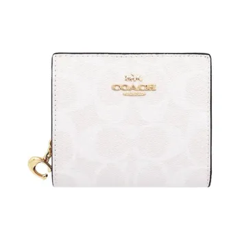 COACH Snap Wallet Canvas With Leather Card Holder, Wallet Women's White