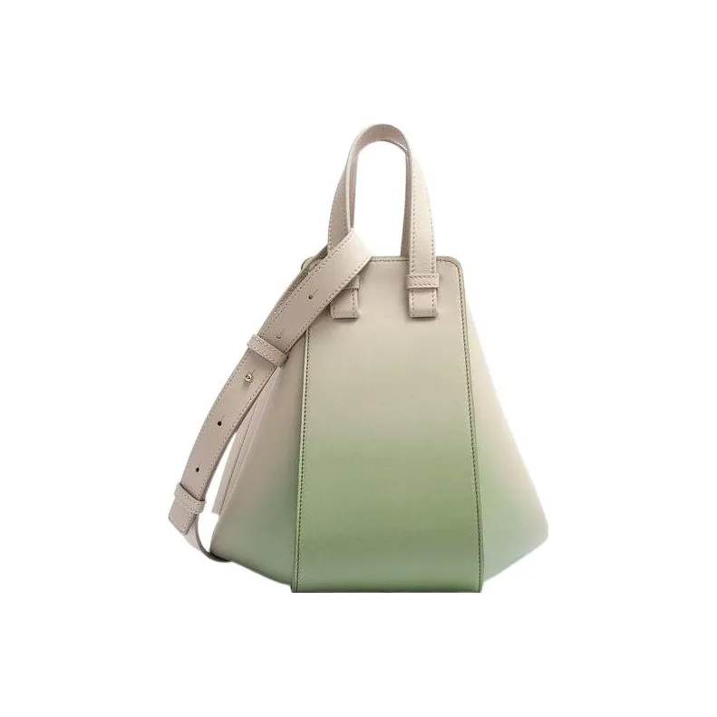 LOEWE Hammock Nappa Calfskin Handbag Small Size Women's Oat/Olive Green-2