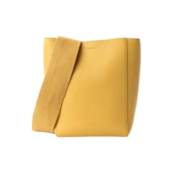 CELINE Sangle Cow Leather Bucket Bag Tote Bag Shopping Bag Shoulder Bag Crossbody Bag Regular Women's Yellow