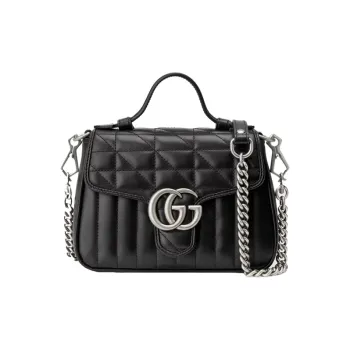 GUCCI GG Marmont Leather Messenger Bag Shoulder Bag Crossbody Bag Handbag Mini Women's Black