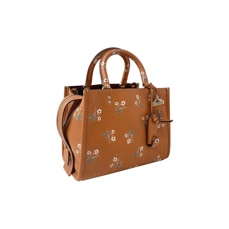 COACH Rogue Cow Leather Tote Bag, Shopping Bag, Shoulder Bag, Crossbody Bag, Handbag Large Size Women's Orange-2