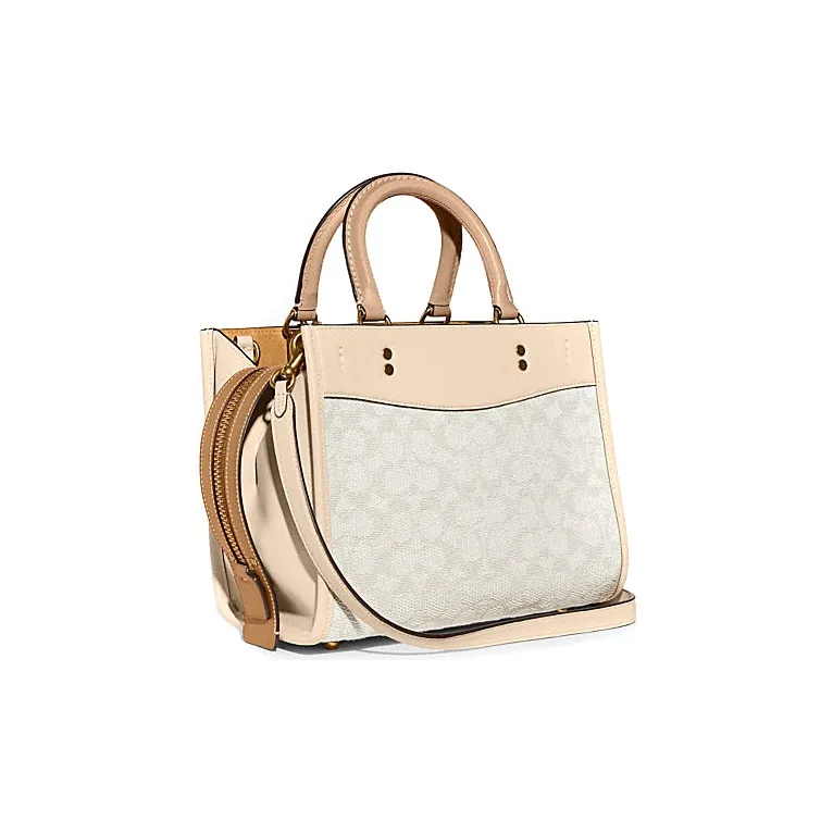 COACH Rogue Jacquard Fabric With Leather Handbag Shoulder Bag Crossbody Bag Medium Size Women's Multicolor-2
