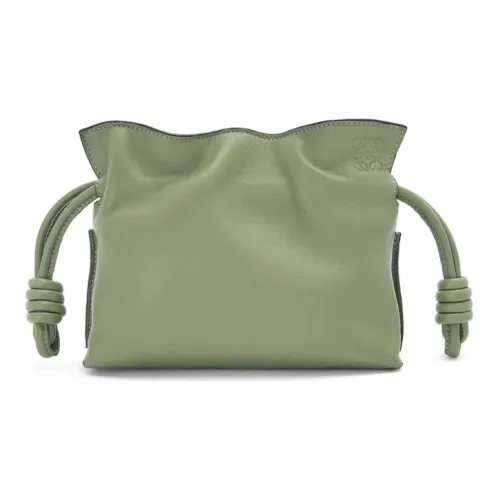 LOEWE Flamenco Nappa Cow Leather Clutch Extra Mini Women's Thyme Green
