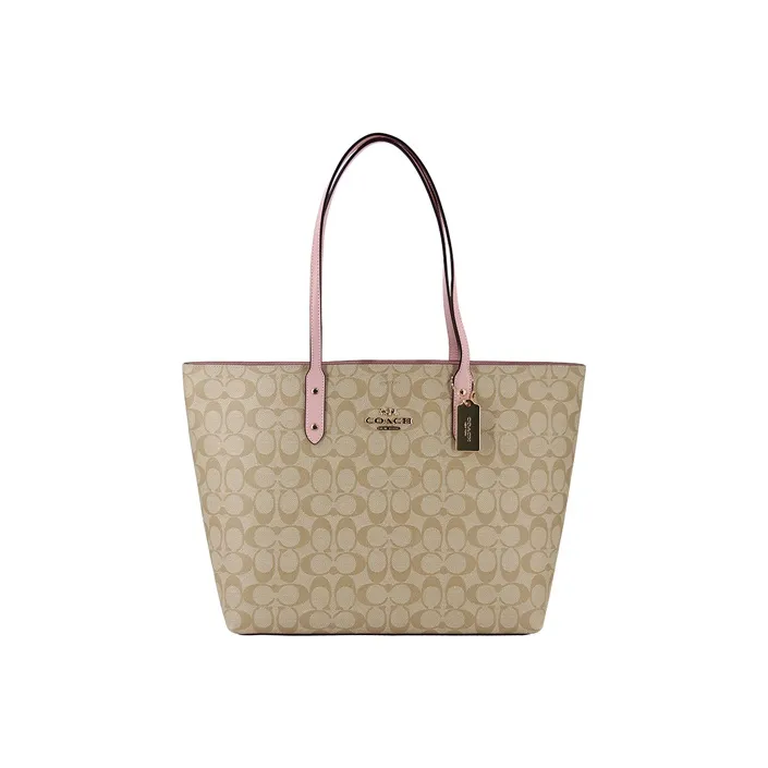 COACH Town PVC Canvas With Leather Tote Bag, Shopping Bag, Handbag, Shoulder Bag Large Size Women's-0