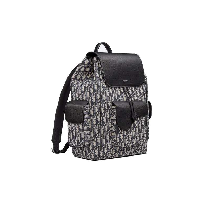 DIOR Saddle Fabric With Cow Leather Backpack Men's Beige/Black-1