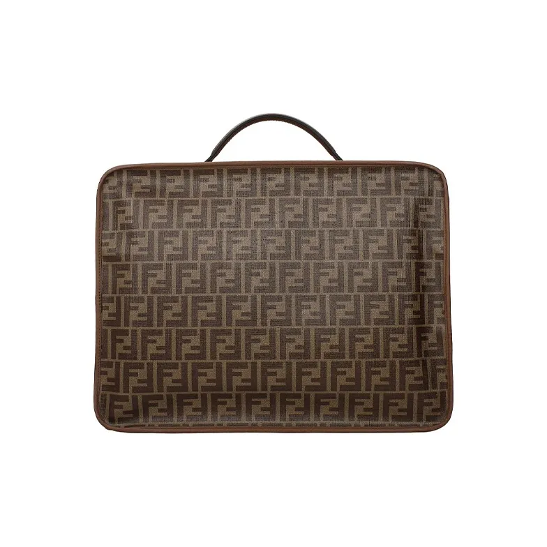 FENDI Leather Single Handle Shoulder Bag Crossbody Bag Handbag Travel Bag Medium Size Men's Brown-2