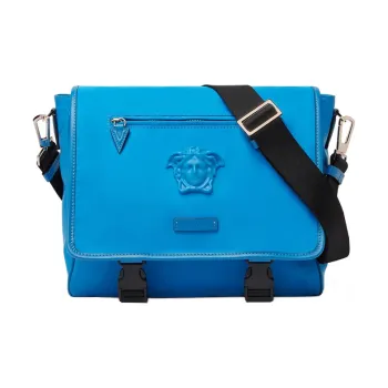 VERSACE La Medusa Fabric Messenger Bag Shoulder Bag Crossbody Bag Men's Blue