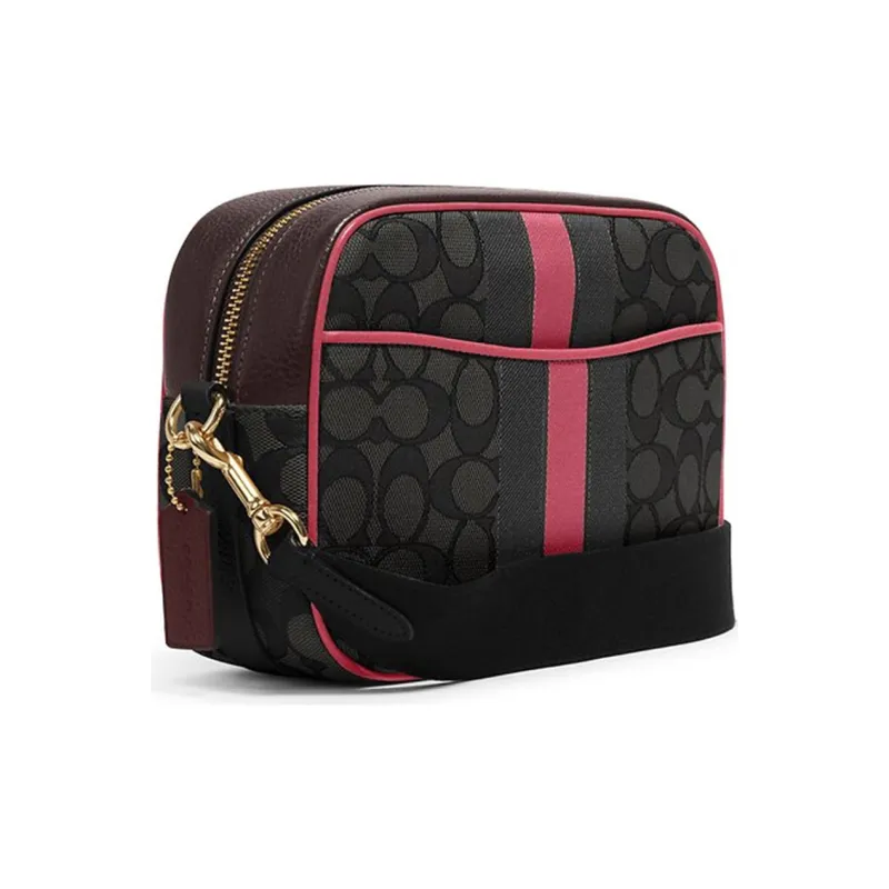 COACH Canvas With Leather Camera Bags Crossbody Bag Shoulder Bag Small Size Women's Red & Black Monogram-1