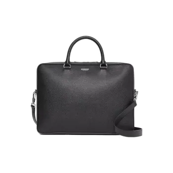 Burberry Grain Texture Leather Briefcases Handbags Regular Men's Black